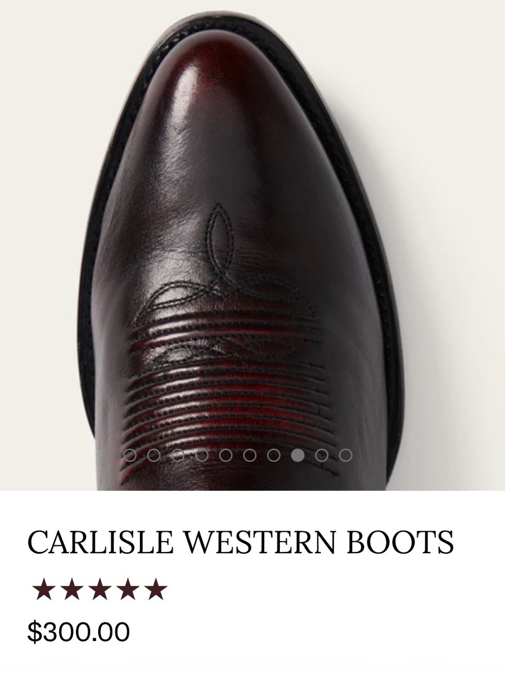 STETSON CARLISLE WESTERN BOOTS - Black Cherry - Men’s 9.5D